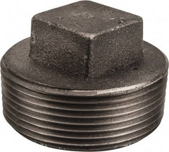 Made in USA - Size 2-1/2", Class 150, Malleable Iron Black Pipe Square Plug - 150 psi, Threaded End Connection - Eagle Tool & Supply