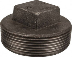 Made in USA - Size 3", Class 150, Malleable Iron Black Pipe Square Plug - 150 psi, Threaded End Connection - Eagle Tool & Supply