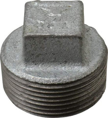 Made in USA - Class 150, 1-1/4" Galvanized Pipe Square Plug - Threaded, Malleable Iron - Eagle Tool & Supply