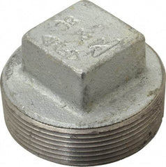 Made in USA - Class 150, 2" Galvanized Pipe Square Plug - Threaded, Malleable Iron - Eagle Tool & Supply