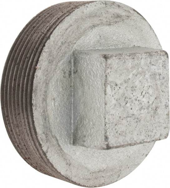 Made in USA - Class 150, 3" Galvanized Pipe Square Plug - Threaded, Malleable Iron - Eagle Tool & Supply