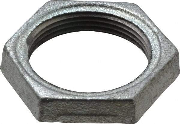 Made in USA - Class 150, 1-1/2" Galvanized Pipe Hex Locknut - Threaded, Malleable Iron - Eagle Tool & Supply