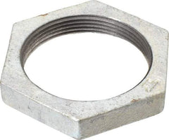 Made in USA - Class 150, 2" Galvanized Pipe Hex Locknut - Threaded, Malleable Iron - Eagle Tool & Supply