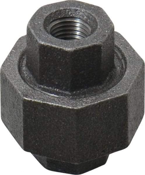 Made in USA - Size 1/4", Class 150, Malleable Iron Black Pipe Union - 150 psi, Threaded End Connection - Eagle Tool & Supply