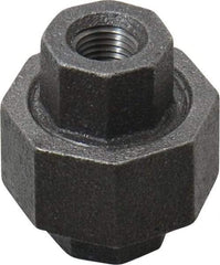 Made in USA - Size 1/4", Class 150, Malleable Iron Black Pipe Union - 150 psi, Threaded End Connection - Eagle Tool & Supply