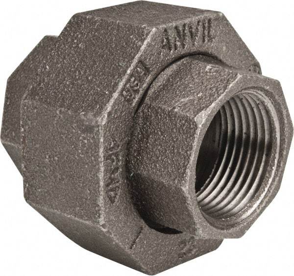 Made in USA - Size 1", Class 150, Malleable Iron Black Pipe Union - 150 psi, Threaded End Connection - Eagle Tool & Supply