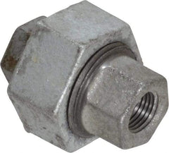 Made in USA - Class 150, 1/8" Galvanized Pipe Union - Threaded, Malleable Iron - Eagle Tool & Supply
