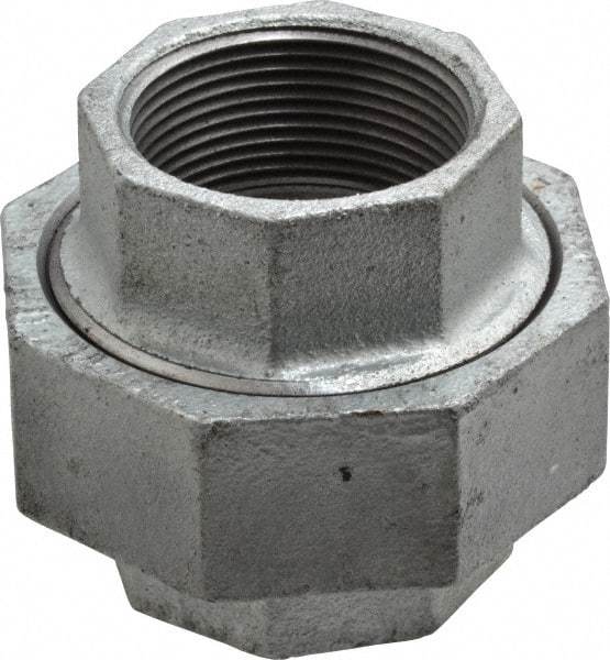 Made in USA - Class 150, 1-1/2" Galvanized Pipe Union - Threaded, Malleable Iron - Eagle Tool & Supply