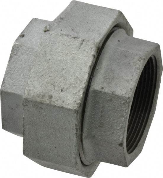 Made in USA - Class 150, 2" Galvanized Pipe Union - Threaded, Malleable Iron - Eagle Tool & Supply