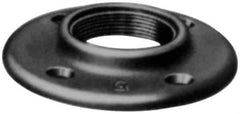 Made in USA - 3/8" Pipe, 3" OD, 5/8" Hub Length, Galvanized Floor Pipe Flange - 2" Across Bolt Hole Centers, 1/4" Bolt Hole, 150 psi, Class 150 - Eagle Tool & Supply