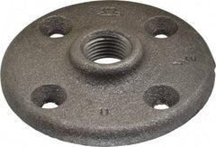 Made in USA - 1/2" Pipe, 3" OD, 5/8" Hub Length, Black Floor Pipe Flange - 2.1" Across Bolt Hole Centers, 1/4" Bolt Hole, 150 psi, Class 150 - Eagle Tool & Supply