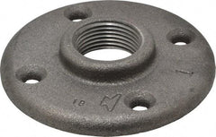 Made in USA - 1" Pipe, 4" OD, 11/16" Hub Length, Black Floor Pipe Flange - 3" Across Bolt Hole Centers, 1/4" Bolt Hole, 150 psi, Class 150 - Eagle Tool & Supply