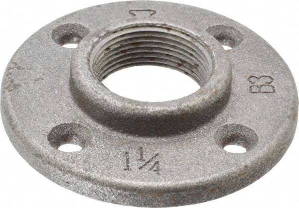 Made in USA - 1-1/4" Pipe, 4" OD, 13/16" Hub Length, Black Floor Pipe Flange - 3" Across Bolt Hole Centers, 1/4" Bolt Hole, 150 psi, Class 150 - Eagle Tool & Supply