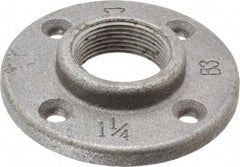 Made in USA - 1-1/4" Pipe, 4" OD, 13/16" Hub Length, Black Floor Pipe Flange - 3" Across Bolt Hole Centers, 1/4" Bolt Hole, 150 psi, Class 150 - Eagle Tool & Supply