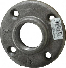 Made in USA - 1-1/2" Pipe, 4-1/2" OD, 7/8" Hub Length, Black Floor Pipe Flange - 3-1/2" Across Bolt Hole Centers, 5/16" Bolt Hole, 150 psi, Class 150 - Eagle Tool & Supply