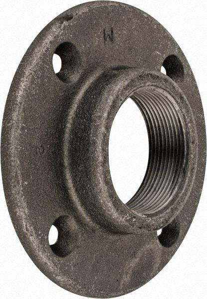 Made in USA - 2" Pipe, 5-1/2" OD, 1" Hub Length, Black Floor Pipe Flange - 4-1/4" Across Bolt Hole Centers, 5/16" Bolt Hole, 150 psi, Class 150 - Eagle Tool & Supply