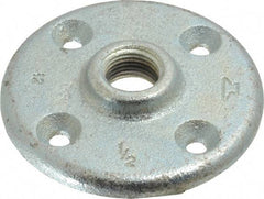 Made in USA - 1/2" Pipe, 3-1/2" OD, 5/8" Hub Length, Galvanized Floor Pipe Flange - 2-1/2" Across Bolt Hole Centers, 1/4" Bolt Hole, 150 psi, Class 150 - Eagle Tool & Supply
