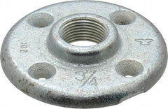 Made in USA - 3/4" Pipe, 3-1/2" OD, 5/8" Hub Length, Galvanized Floor Pipe Flange - 2-1/2" Across Bolt Hole Centers, 1/4" Bolt Hole, 150 psi, Class 150 - Eagle Tool & Supply