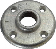 Made in USA - 1" Pipe, 4" OD, 11/16" Hub Length, Galvanized Floor Pipe Flange - 3" Across Bolt Hole Centers, 1/4" Bolt Hole, 150 psi, Class 150 - Eagle Tool & Supply