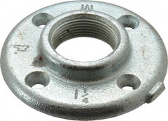 Made in USA - 1-1/4" Pipe, 4" OD, 13/16" Hub Length, Galvanized Floor Pipe Flange - 3" Across Bolt Hole Centers, 1/4" Bolt Hole, 150 psi, Class 150 - Eagle Tool & Supply
