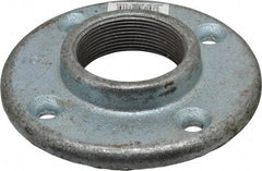 Made in USA - 2" Pipe, 5-1/2" OD, 1" Hub Length, Galvanized Floor Pipe Flange - 4-1/4" Across Bolt Hole Centers, 5/16" Bolt Hole, 150 psi, Class 150 - Eagle Tool & Supply