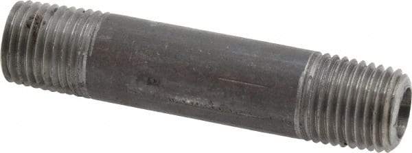 Made in USA - Schedule 80, 1/4" Diam x 2-1/2" Long Steel Black Pipe Nipple - Threaded - Eagle Tool & Supply