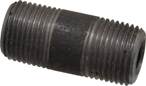 Made in USA - Schedule 80, 3/8" Diam x 1-1/2" Long Steel Black Pipe Nipple - Threaded - Eagle Tool & Supply