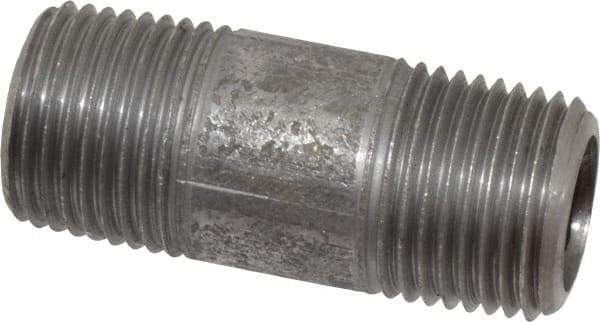 Made in USA - Schedule 80, 1/2" Diam x 2" Long Steel Black Pipe Nipple - Threaded - Eagle Tool & Supply