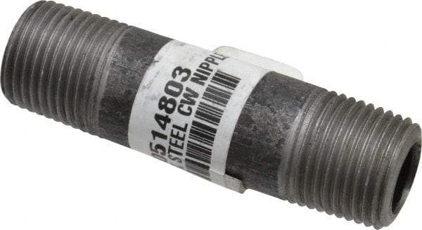 Made in USA - Schedule 80, 1/2" Diam x 3" Long Steel Black Pipe Nipple - Threaded - Eagle Tool & Supply