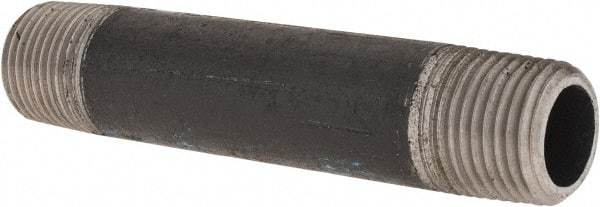 Made in USA - Schedule 80, 1/2" Diam x 4" Long Steel Black Pipe Nipple - Threaded - Eagle Tool & Supply