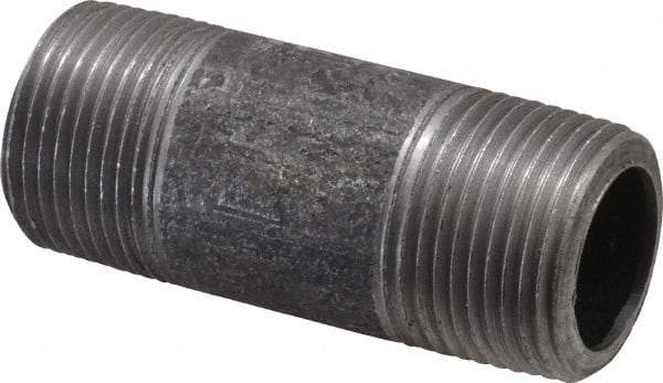 Made in USA - Schedule 80, 3/4" Diam x 2-1/2" Long Steel Black Pipe Nipple - Threaded - Eagle Tool & Supply