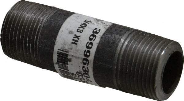 Made in USA - Schedule 80, 3/4" Diam x 3" Long Steel Black Pipe Nipple - Threaded - Eagle Tool & Supply