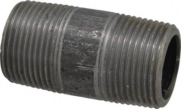 Made in USA - Schedule 80, 1" Diam x 2-1/2" Long Steel Black Pipe Nipple - Threaded - Eagle Tool & Supply