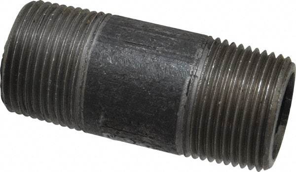 Made in USA - Schedule 80, 1" Diam x 3" Long Steel Black Pipe Nipple - Threaded - Eagle Tool & Supply