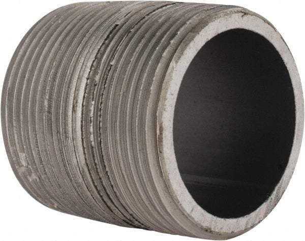 Made in USA - Schedule 80, 1-1/4" Diam x 1-5/8" Long Steel Black Pipe Nipple - Threaded - Eagle Tool & Supply