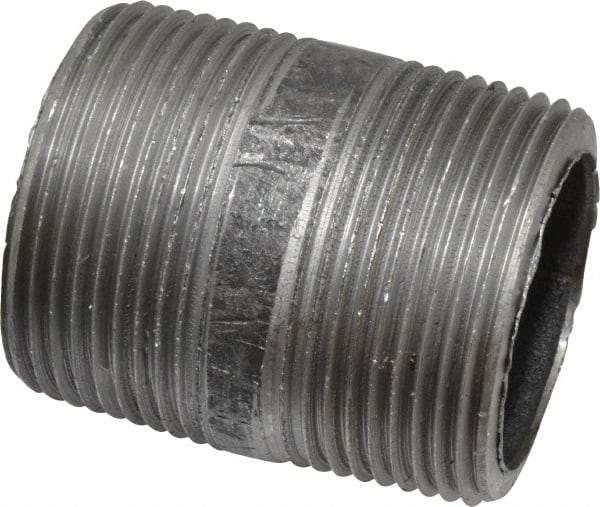 Made in USA - Schedule 80, 1-1/4" Diam x 2" Long Steel Black Pipe Nipple - Threaded - Eagle Tool & Supply