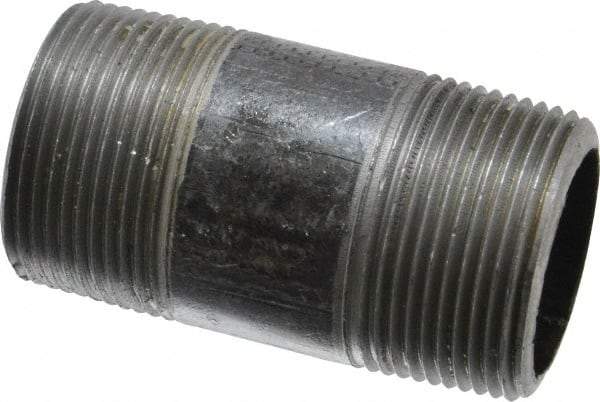 Made in USA - Schedule 80, 1-1/4" Diam x 3" Long Steel Black Pipe Nipple - Threaded - Eagle Tool & Supply