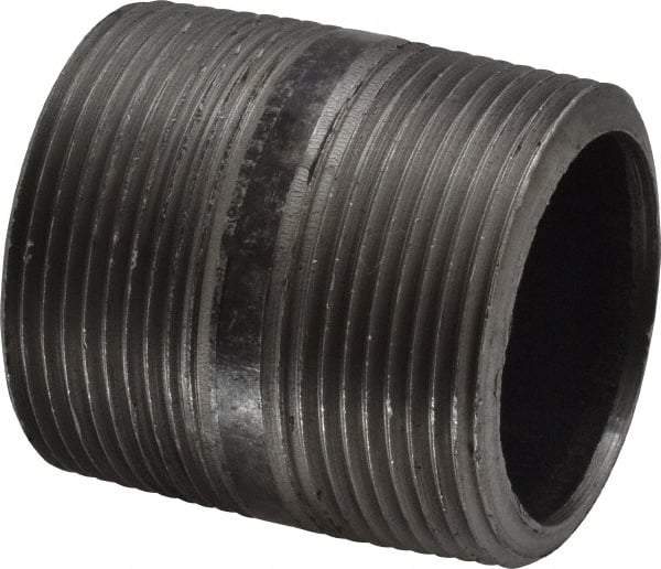 Made in USA - Schedule 80, 1-1/2" Diam x 2" Long Steel Black Pipe Nipple - Threaded - Eagle Tool & Supply