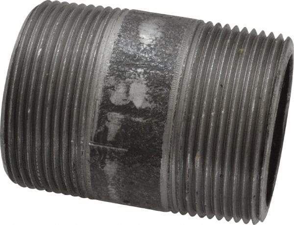 Made in USA - Schedule 80, 1-1/2" Diam x 2-1/2" Long Steel Black Pipe Nipple - Threaded - Eagle Tool & Supply