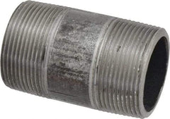 Made in USA - Schedule 80, 1-1/2" Diam x 3" Long Steel Black Pipe Nipple - Threaded - Eagle Tool & Supply