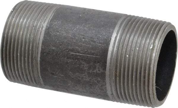 Made in USA - Schedule 80, 1-1/2" Diam x 3-1/2" Long Steel Black Pipe Nipple - Threaded - Eagle Tool & Supply