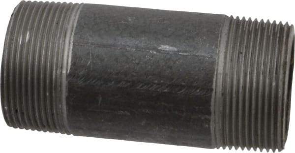 Made in USA - Schedule 80, 1-1/2" Diam x 4" Long Steel Black Pipe Nipple - Threaded - Eagle Tool & Supply