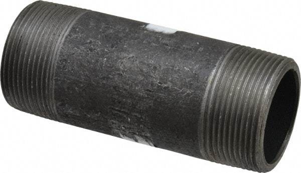 Made in USA - Schedule 80, 1-1/2" Diam x 4-1/2" Long Steel Black Pipe Nipple - Threaded - Eagle Tool & Supply