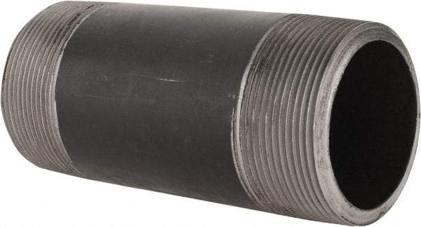 Made in USA - Schedule 80, 2" Diam x 5" Long Steel Black Pipe Nipple - Threaded - Eagle Tool & Supply