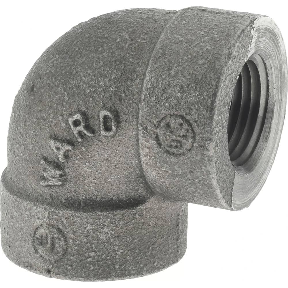 Black 90 ° Elbow: 1/2″, 300 psi, Threaded Malleable Iron, Black Finish, Class 300