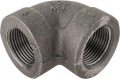 Made in USA - Size 1", Class 300, Malleable Iron Black Pipe 90° Elbow - 300 psi, Threaded End Connection - Eagle Tool & Supply