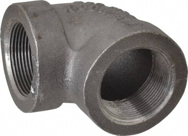 Made in USA - Size 1-1/2", Class 300, Malleable Iron Black Pipe 90° Elbow - 300 psi, Threaded End Connection - Eagle Tool & Supply