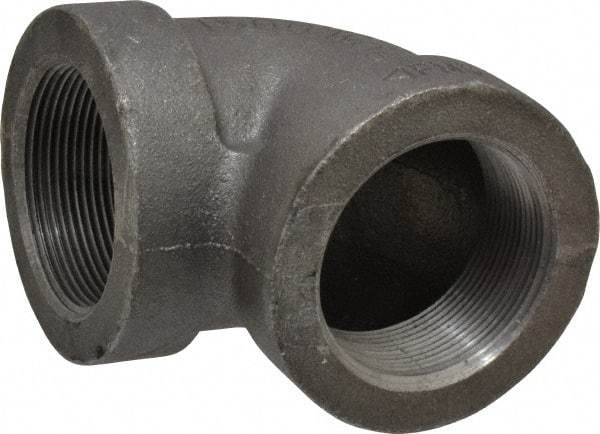 Made in USA - Size 2", Class 300, Malleable Iron Black Pipe 90° Elbow - 300 psi, Threaded End Connection - Eagle Tool & Supply