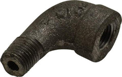 Made in USA - Size 1/4", Class 300, Malleable Iron Black Pipe 90° Street Elbow - 300 psi, Threaded End Connection - Eagle Tool & Supply