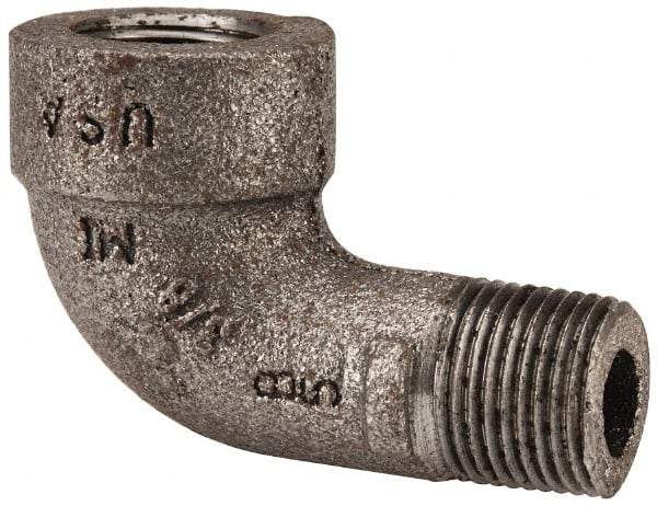 Made in USA - Size 3/8", Class 300, Malleable Iron Black Pipe 90° Street Elbow - 300 psi, Threaded End Connection - Eagle Tool & Supply